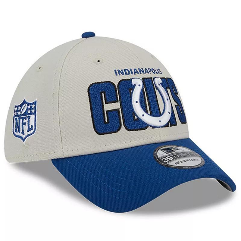 Mens New Era Stone/Royal Indianapolis Colts 2023 NFL Draft 39THIRTY Flex Hat Product Image