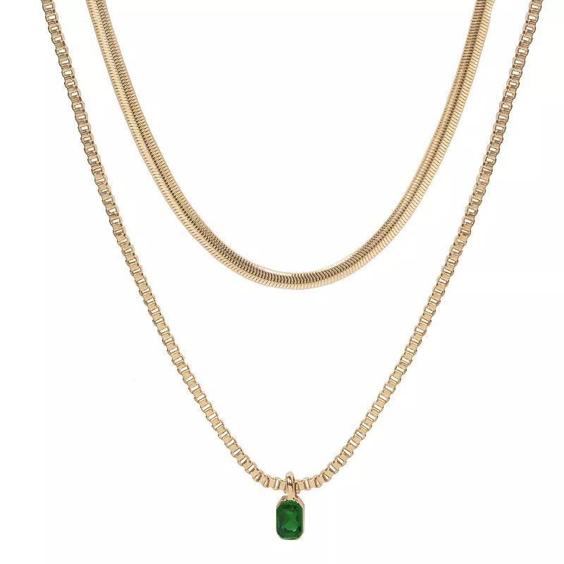 Emberly Gold Tone Double Strand Necklace, Womens, Green Product Image