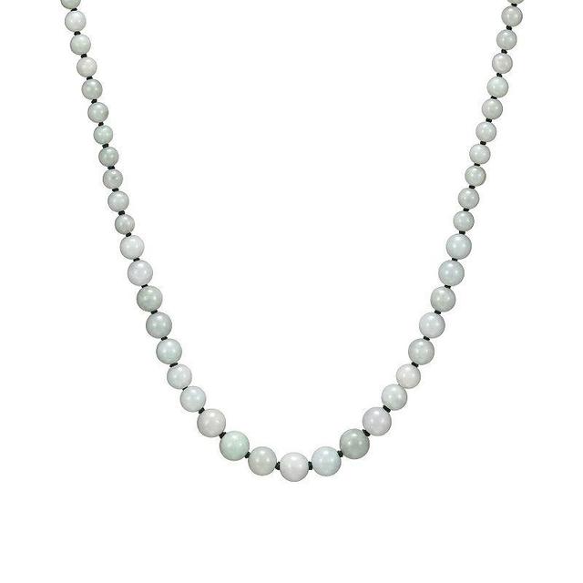 Dynasty Jade Rhodium-Plated Sterling Silver Jade Graduated Bead Necklace, Womens Product Image