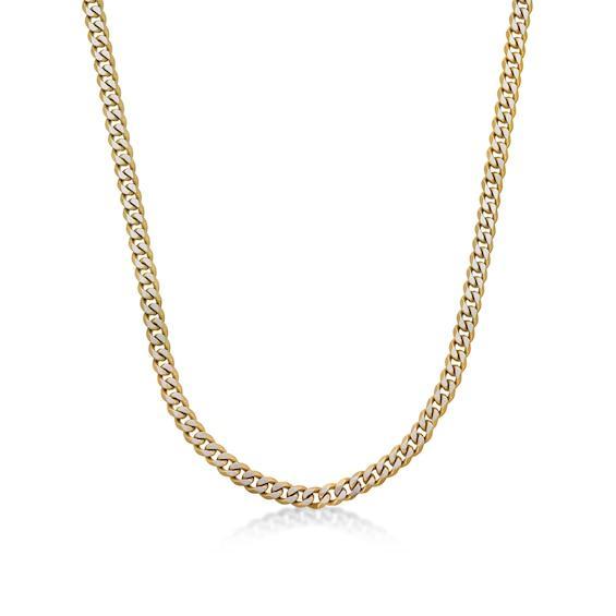 Men's 8.0mm Multi-Finish Curb Chain Necklace in Solid Stainless Steel and Yellow IP - 24" Product Image