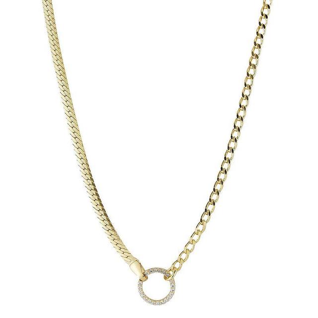 Sunkissed Sterling 14k Gold Over Silver Cubic Zirconia Curb x Snake Chain Choker, Womens Gold Tone Product Image