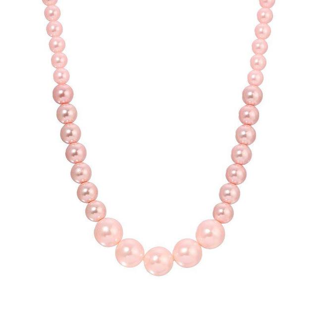 1928 Gold Tone Pink Simulated Pearl Strand Necklace, Womens Product Image