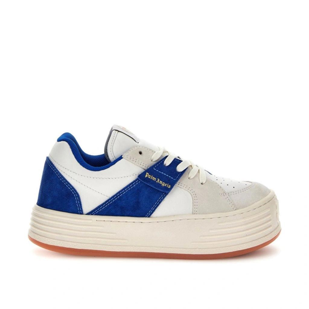 PALM ANGELS Leather Logo Sneakers In Blue Product Image