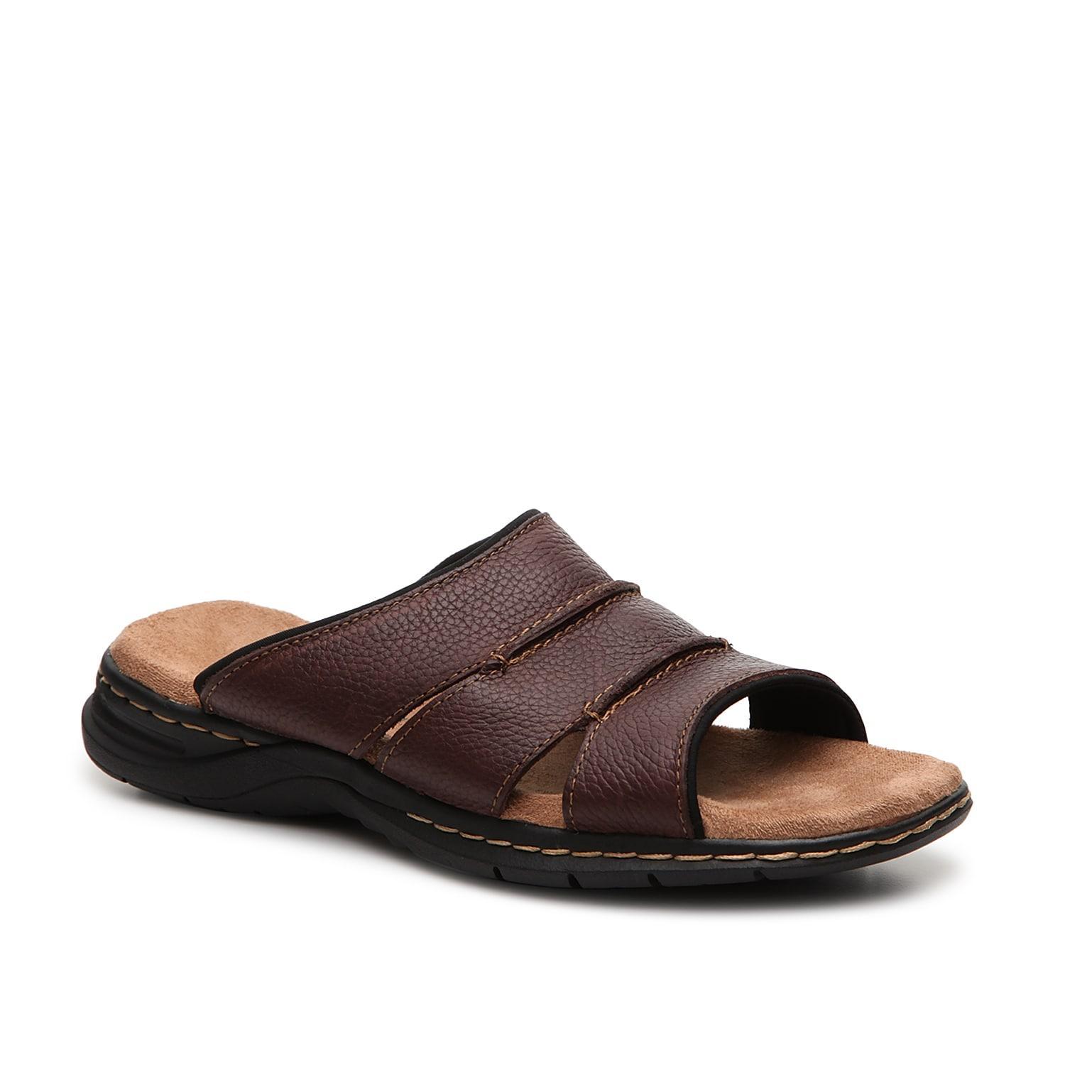Dr. Scholls Gordon Mens Leather Slide Sandals Brown Product Image