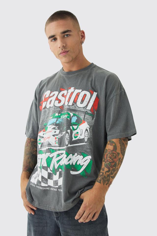 Oversized Castrol GTX Wash License Print T-Shirt | boohooMAN USA Product Image