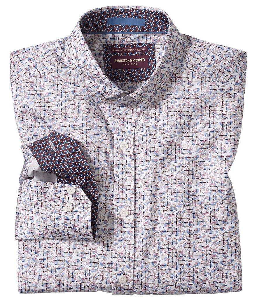 Johnston & Murphy Shadow Box Print Long Sleeve Woven Shirt Product Image