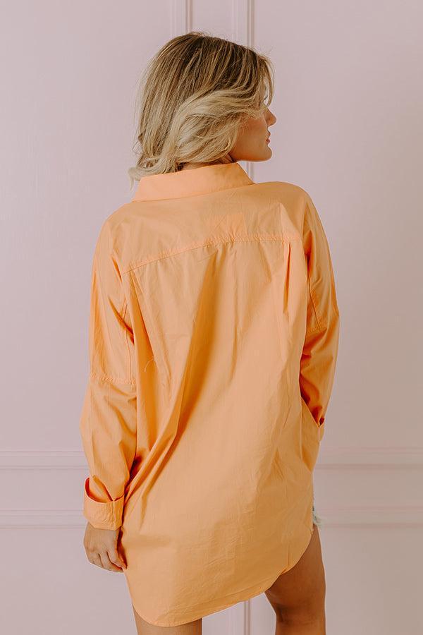 Sending Good Luck Button Up Top In Orange Product Image