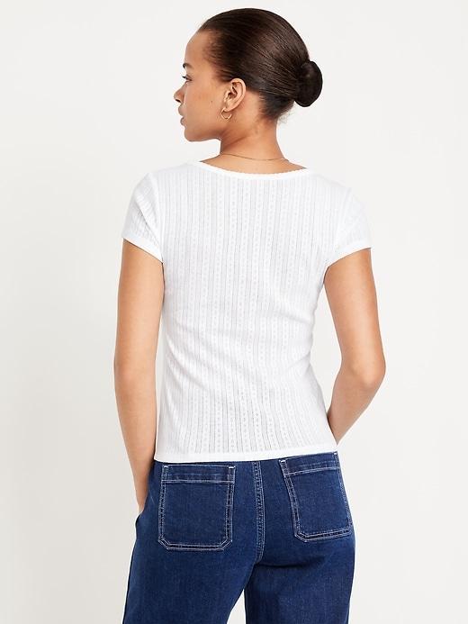 Lace-Trim Ribbed T-Shirt Product Image