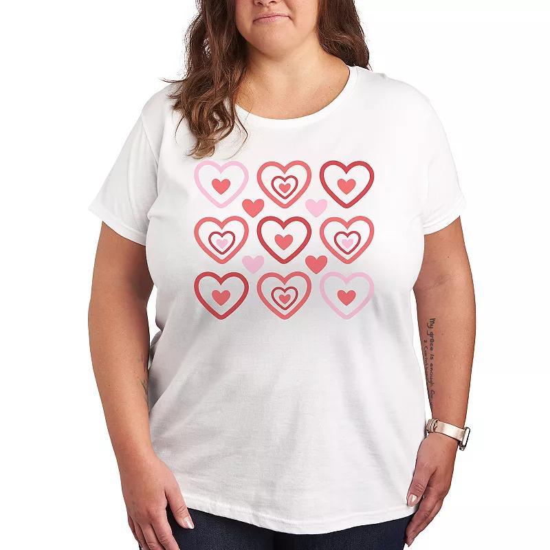 Plus Pastel Heart Grid Graphic Tee, Womens Product Image