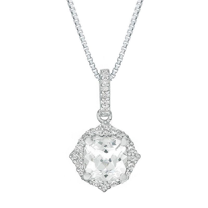 Gemminded Sterling Silver Lab-Created White Sapphire Pendant Necklace, Womens Product Image