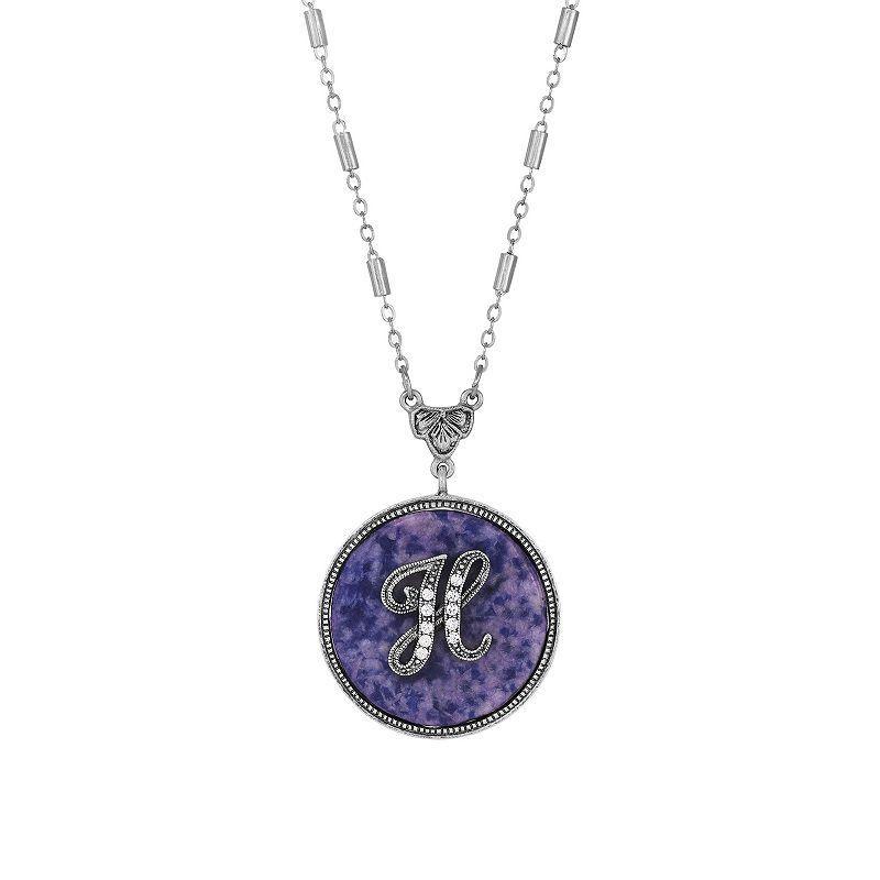 1928 Silver Tone Round Initial Pendant Necklace, Womens Product Image