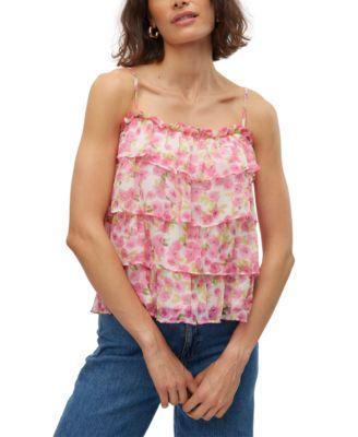 Women's Smilla Printed Ruffle Tiered Sleeveless Top Product Image