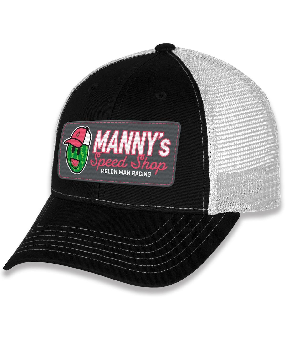 Checkered Flag Sports Mens Black Ross Chastain Mannys Speed Shop Adjustable Hat - Black, White Product Image