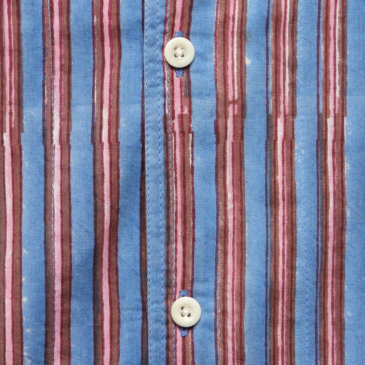 Striped Block Print Shirt - Indigo Product Image