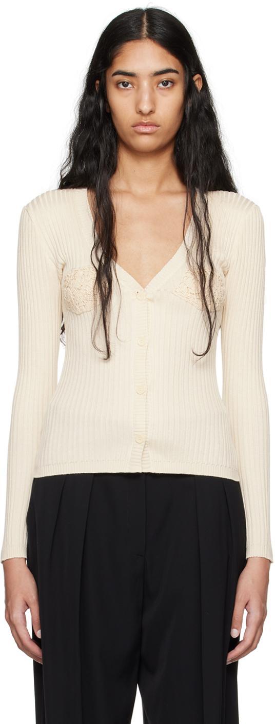 MAGDA BUTRYM Cotton Crochet-detail Cardigan In Cream Product Image