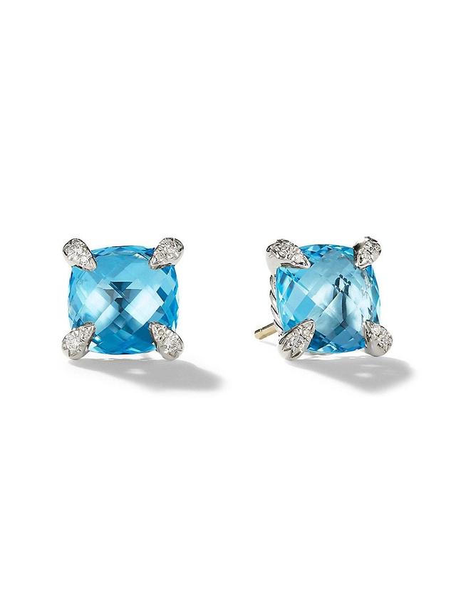 Womens Chtelaine Stud Earrings with Gemstone & Diamonds/9mm Product Image