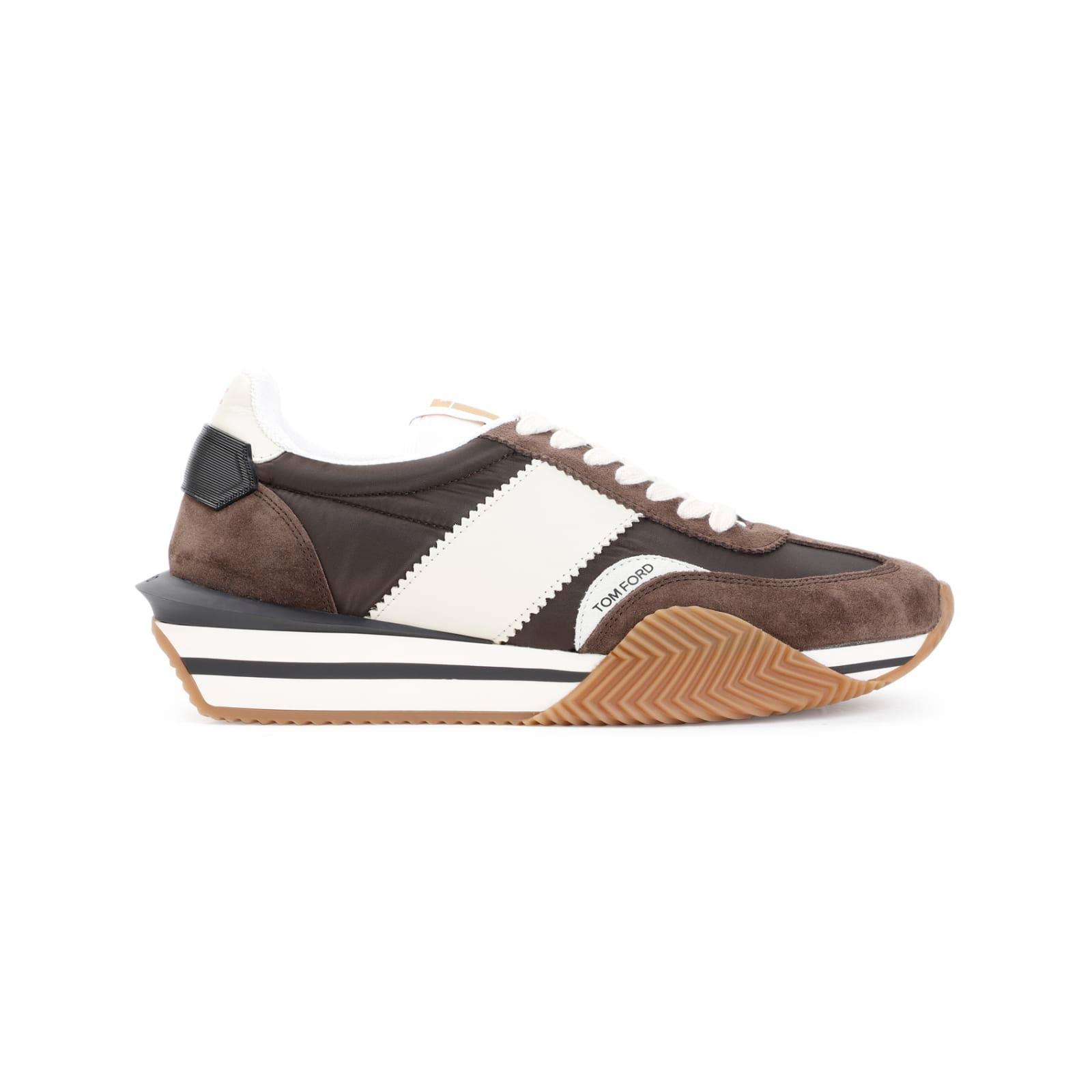 TOM FORD James Suede And Mesh Sneakers In Grey Product Image