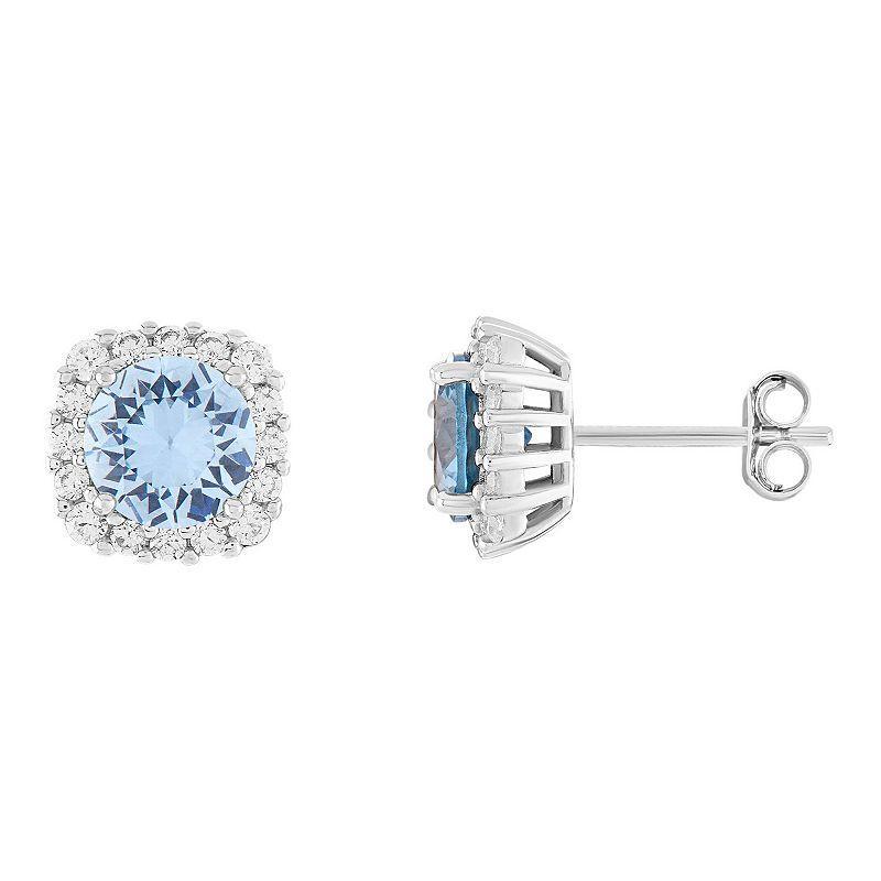 PRIMROSE Sterling Silver Cubic Zirconia Halo Stud Earrings, Womens, December Product Image