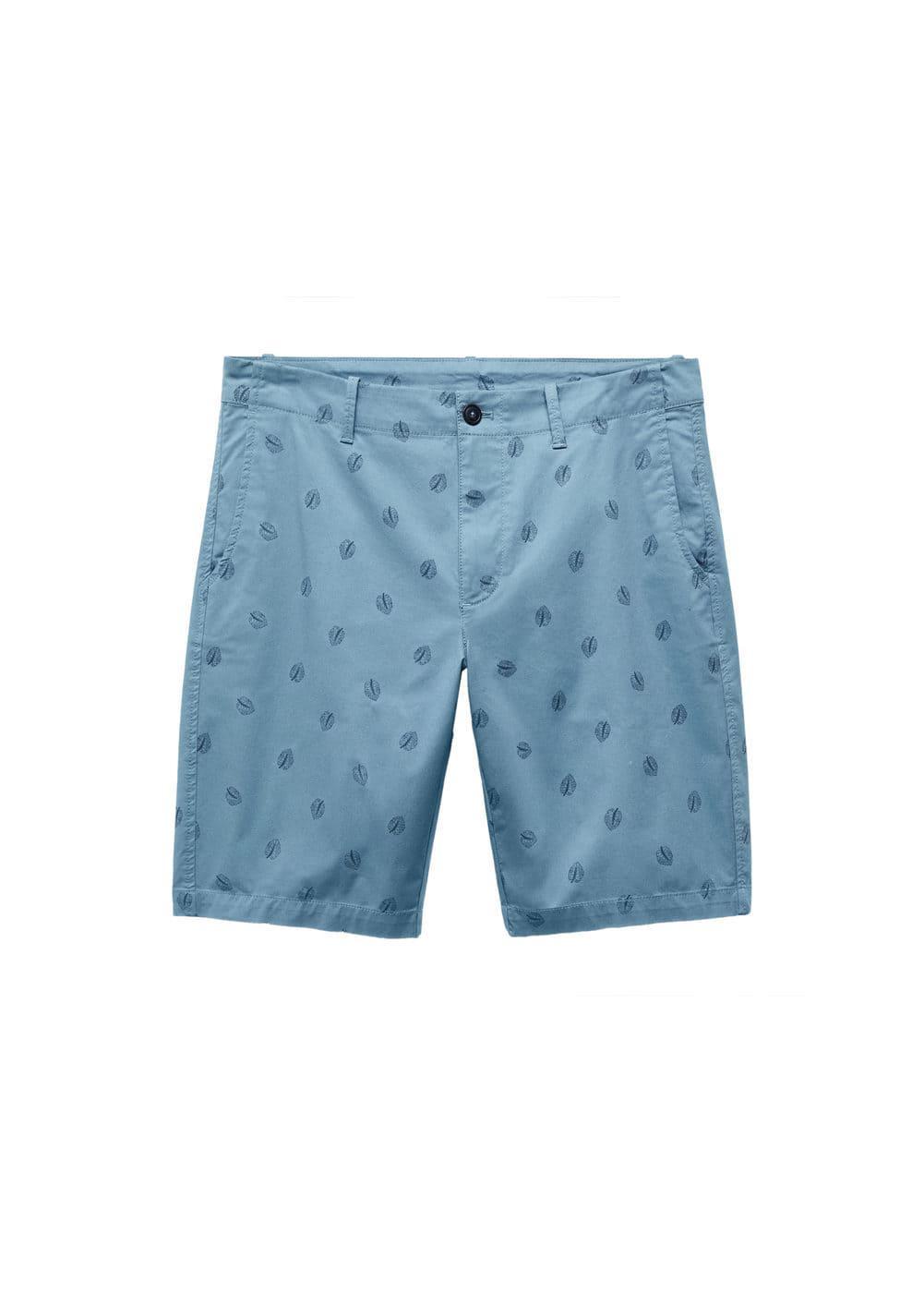 MANGO MAN - Printed cotton bermuda shorts sky blueMen Product Image