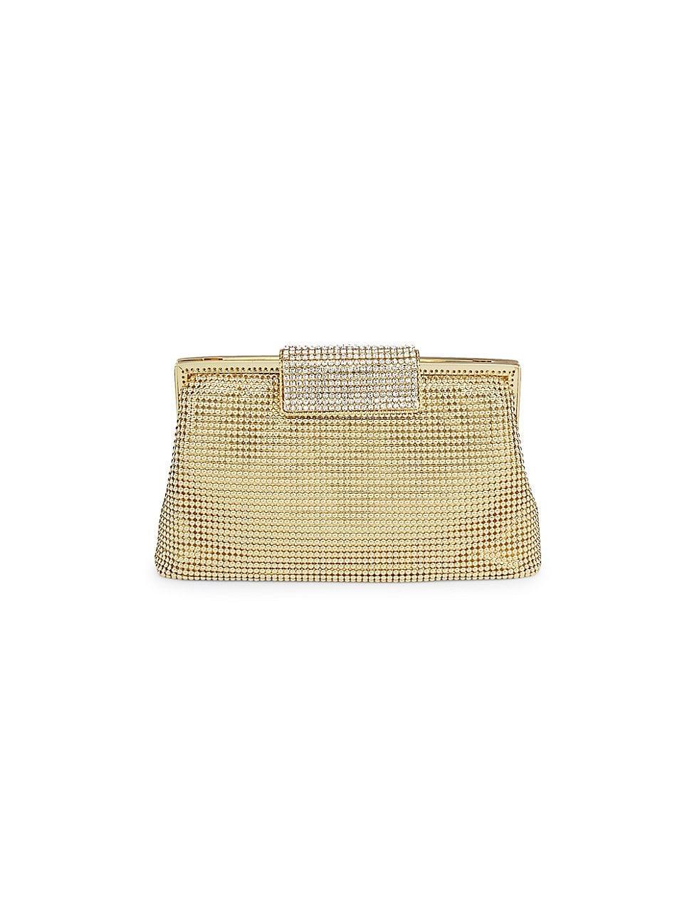 Womens Crystal Clasp Metal Mesh Clutch Product Image