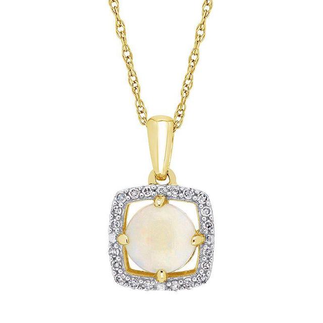 Stella Grace 10K Gold Gemstone & 1/10 ct. T.W. Diamond Frame Pendant Necklace, Womens White Product Image