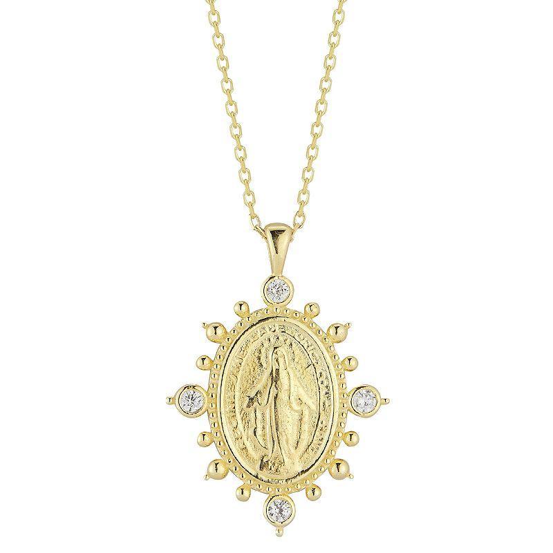 Sunkissed Sterling Cubic Zirconia Virgin Mary Necklace, Womens, Gold Tone Product Image