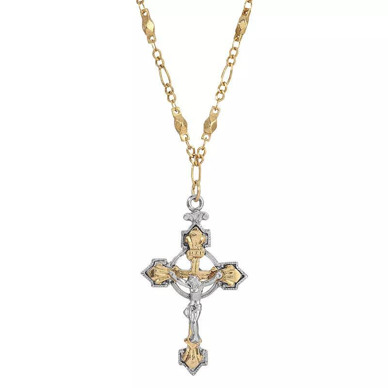 Symbols of Faith 14k Gold-Dipped & Silver-Tone Crucifix Pendant Necklace, Womens, Multi Product Image