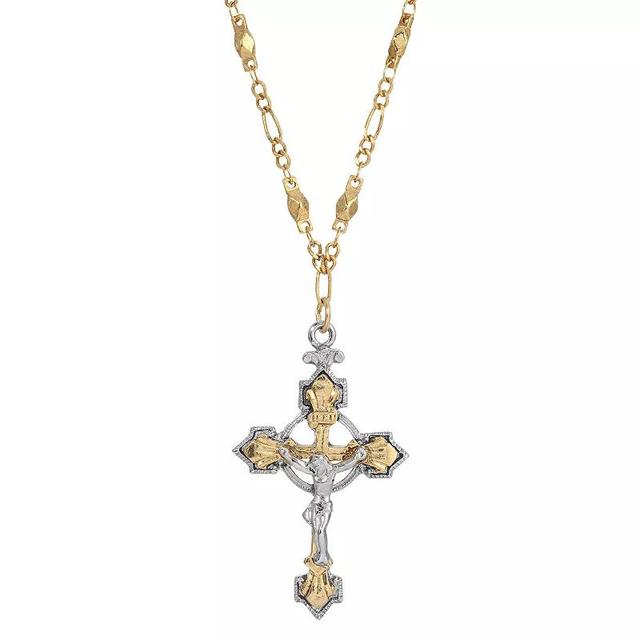 Symbols of Faith 14k Gold-Dipped & Silver-Tone Crucifix Pendant Necklace, Womens, Multi Product Image