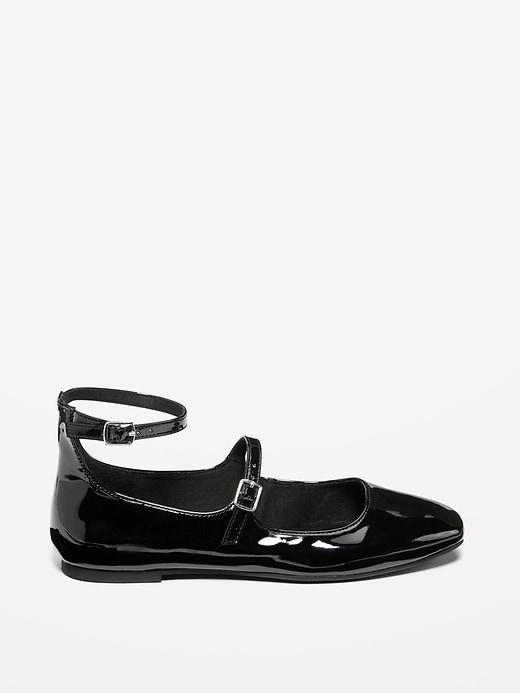 Double-Strap Faux Leather Mary Jane Flats Product Image