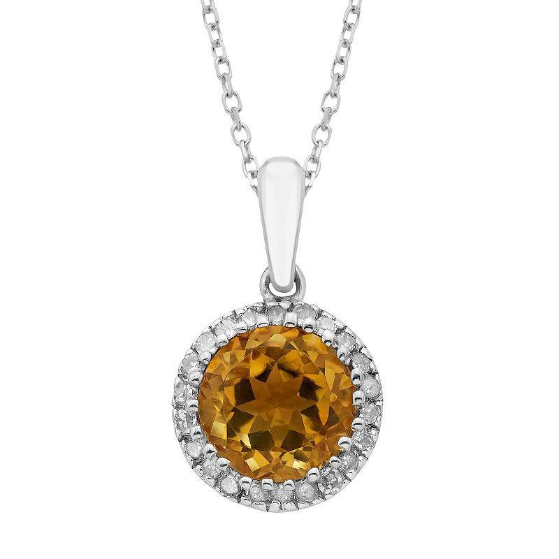 10k Rose Gold Citrine 1/8 Carat T.W. Pendant Necklace, Womens Pink Product Image