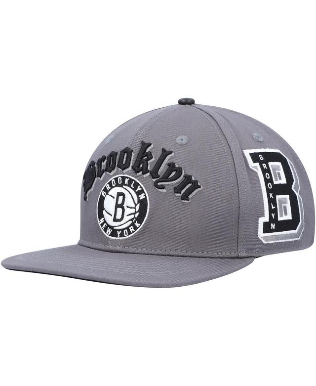 Mens Pro Standard Gray Brooklyn Nets Old English Snapback Hat Product Image