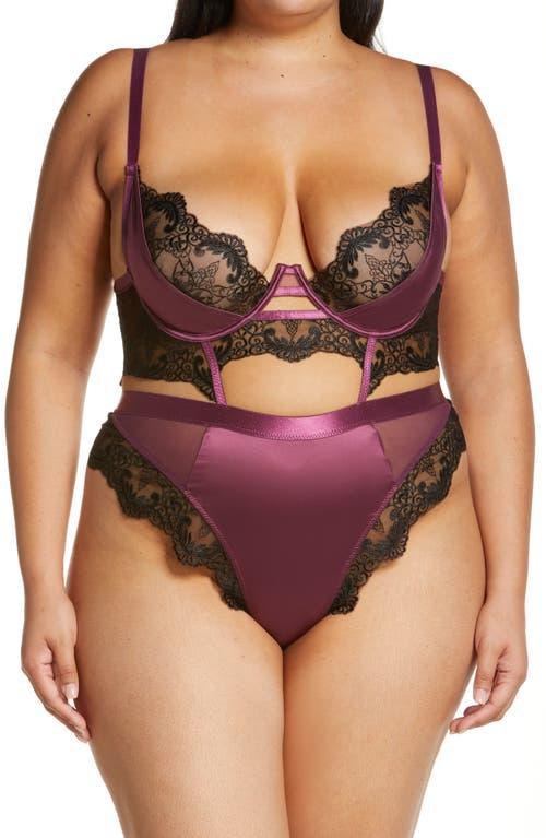 Oh La La Cheri Cadence Strappy Eyelash Lace & Satin Underwire Teddy Product Image