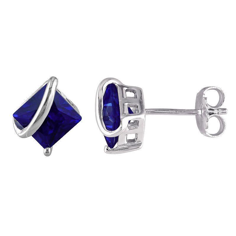 Stella Grace Sterling Silver Lab-Created Blue Sapphire Stud Earrings, Womens Product Image