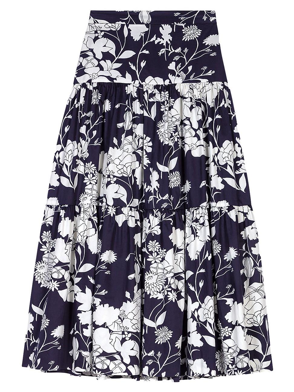 Womens Floral Print Midi Skirt Product Image