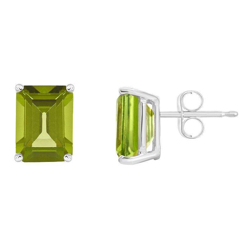 Celebration Gems 14k Gold Emerald Cut Peridot Stud Earrings, Womens Product Image