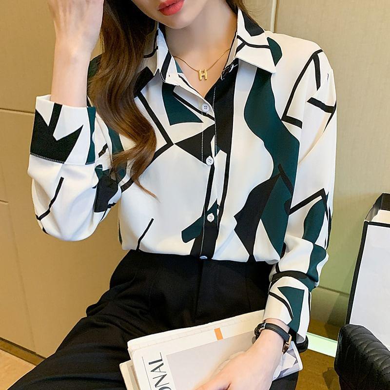 Long-Sleeve Patterned Shirt Product Image