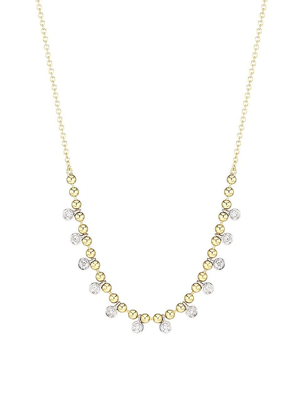 Womens 14K Yellow Gold Diamond Drop Frontal Necklace Product Image