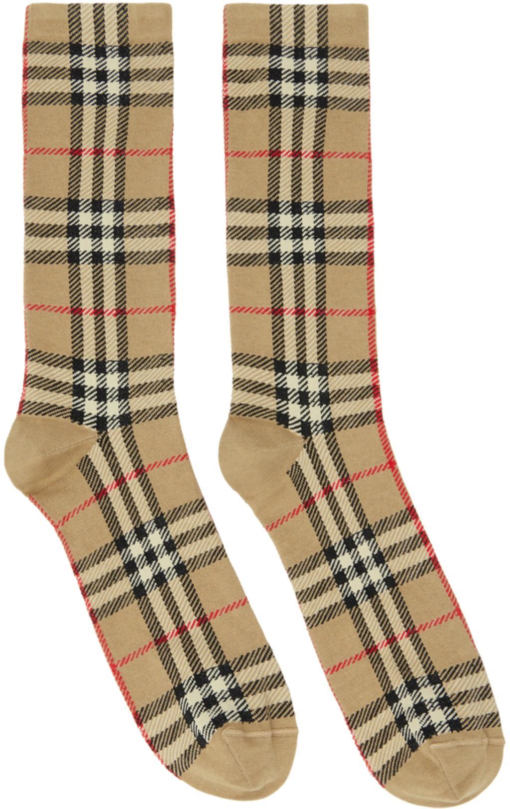 Beige Vintage Check Socks In Archive Beige Product Image