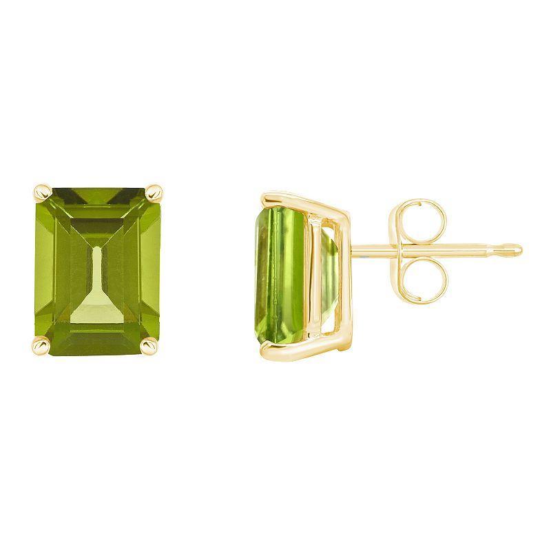 Celebration Gems 14k Gold Emerald Cut Garnet Stud Earrings, Womens, Red Product Image