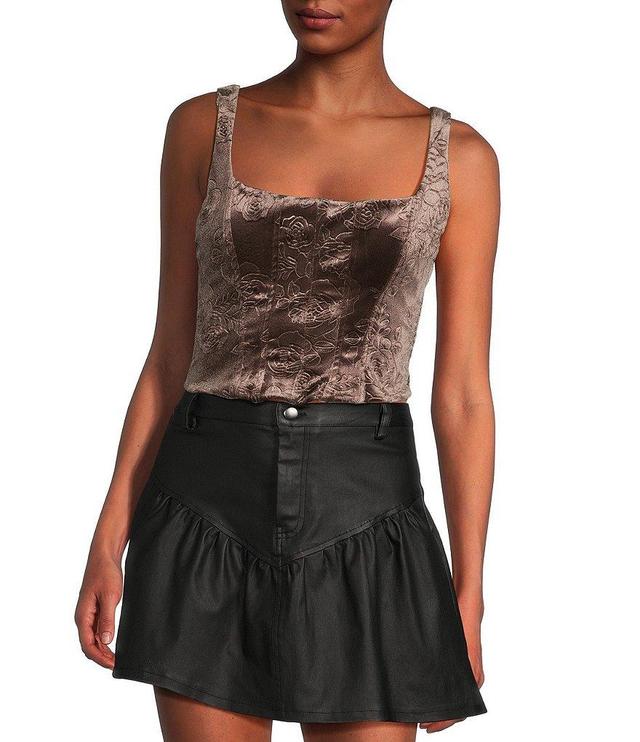 Honey & Sparkle Embossed Velvet Corset Smocked Back Top Product Image