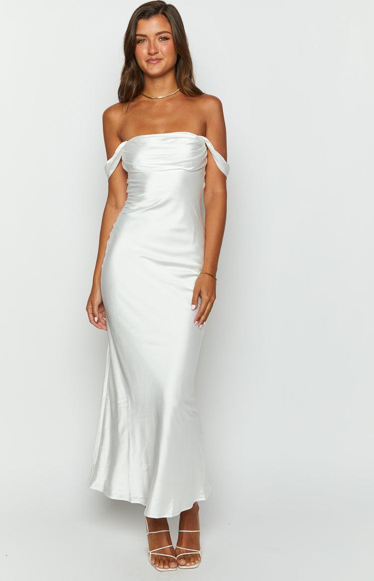 Ella White Off Shoulder Formal Dress Product Image