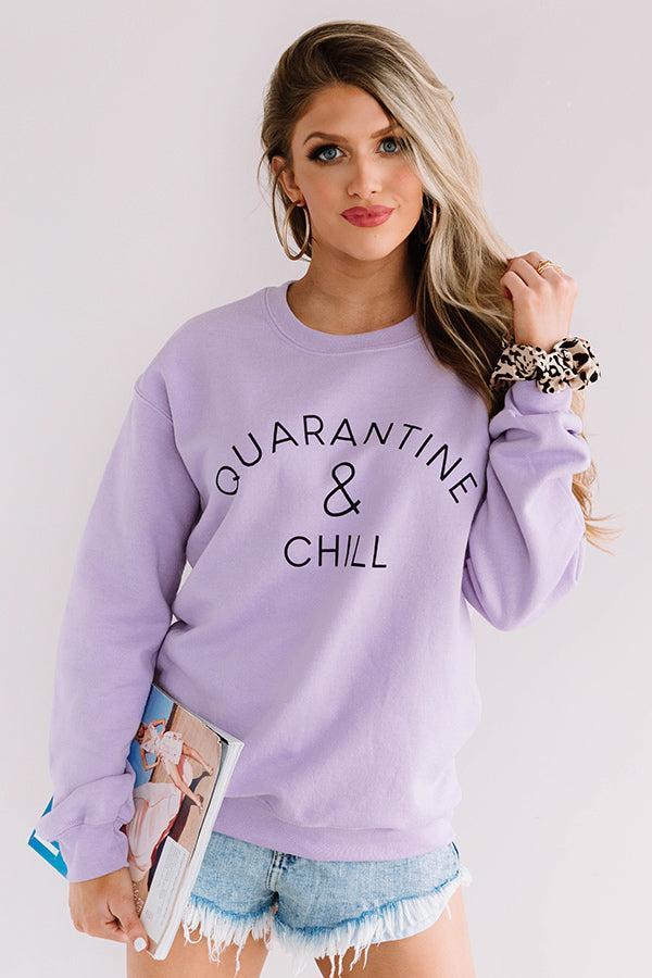 Quarantine And Chill Sweatshirt In Lavender product image