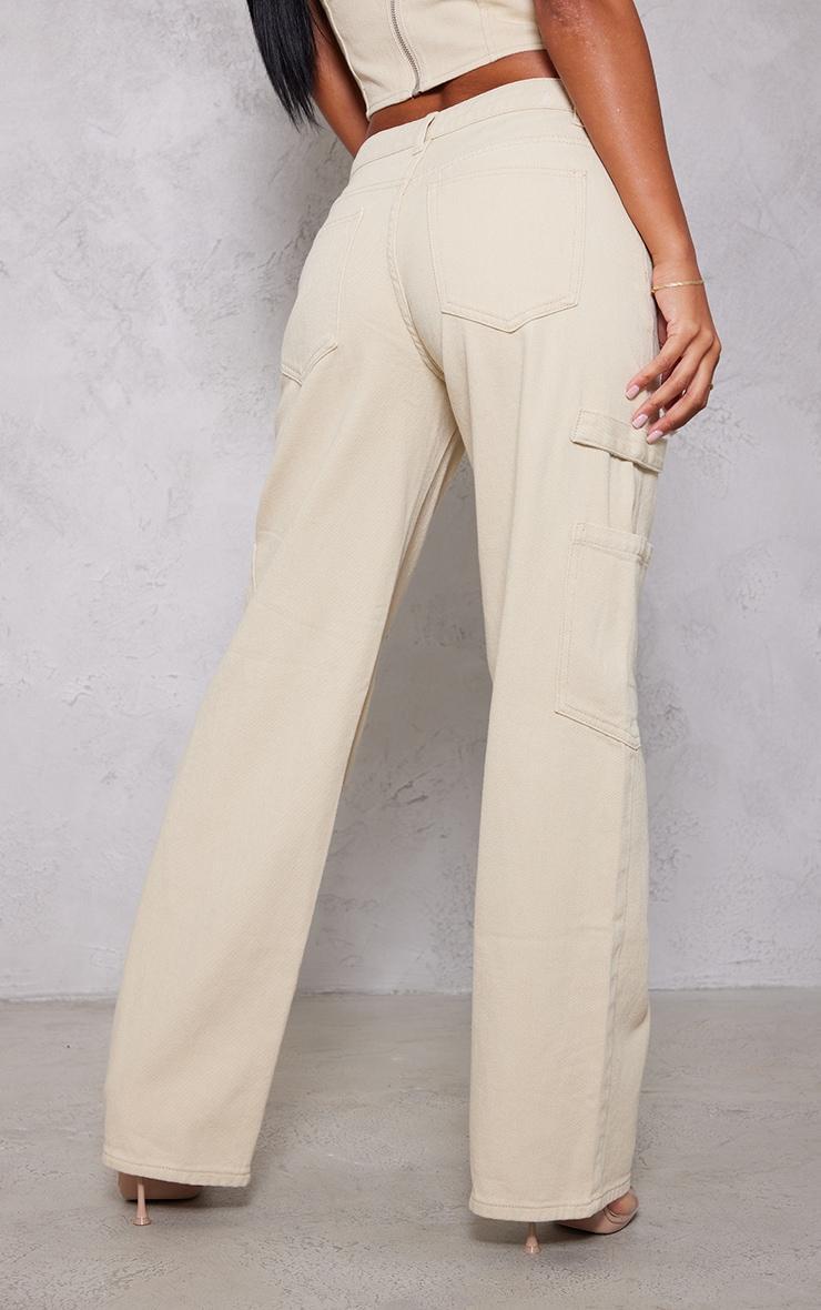 Washed Stone Low Rise Pocket Detail Wide Leg Jeans Product Image