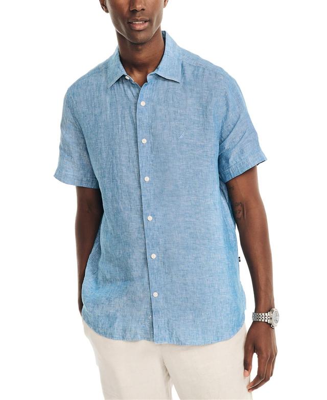 Nautica Sustainably Crafted Linen Short Sleeve Shirt (Sandy Bar) Men's Clothing Product Image