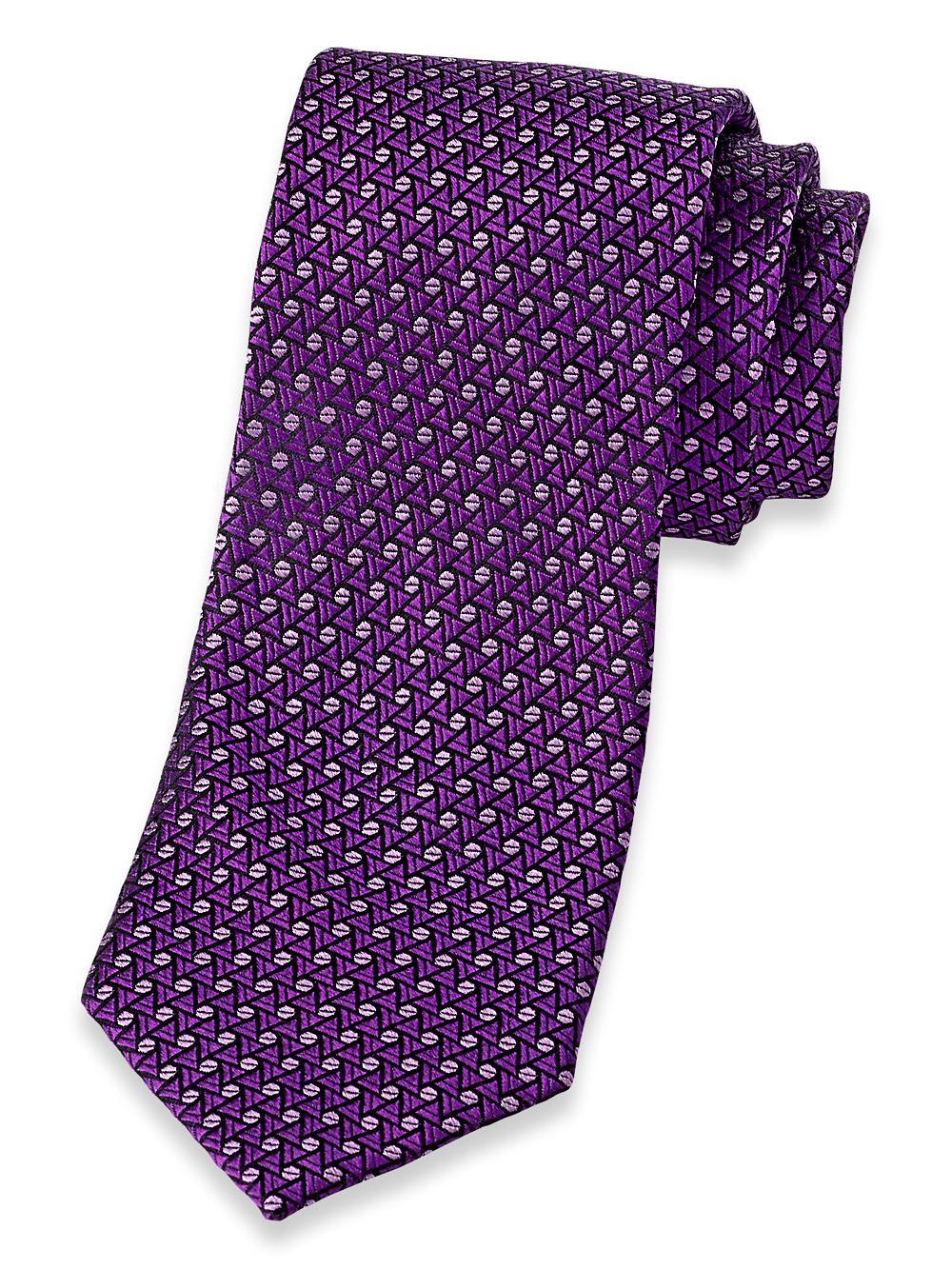 Geometric Woven Silk Tie - Purple Product Image