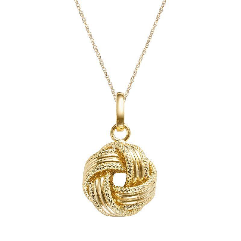 Jordan Blue 14k Gold Textured Love Knot Pendant, Womens 14k Yellow Gold Product Image