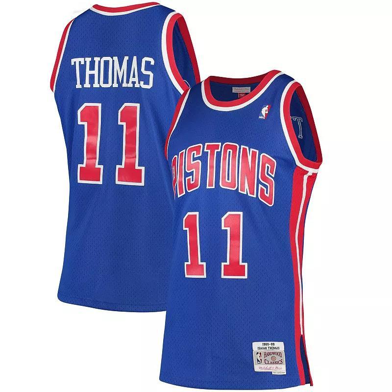 Mens Mitchell & Ness Isiah Thomas Blue Detroit Pistons Hardwood Classics Swingman Jersey Product Image