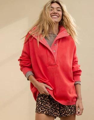 Aerie Getaway Quarter Snap Sweatshirt Product Image