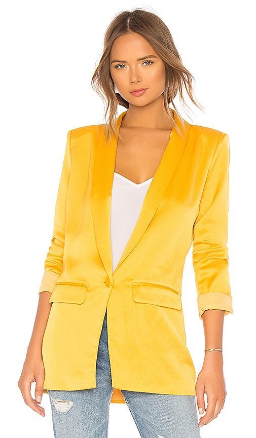 L'Academie The Fleur Blazer in Mustard. Product Image