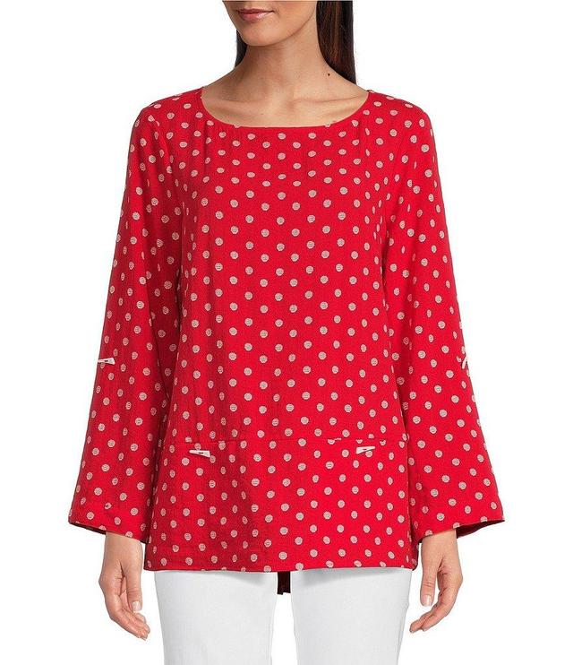 Ali Miles Woven Printed Crew Neck 3/4 Sleeve Pop Over Tunic Product Image